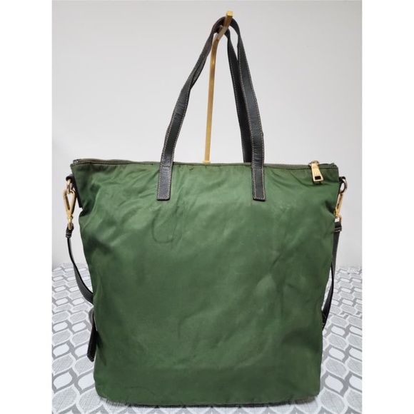 Authentic Prada Saffiano-Trimmed Tessuto Tote Bag Green - Picture 5 of 15